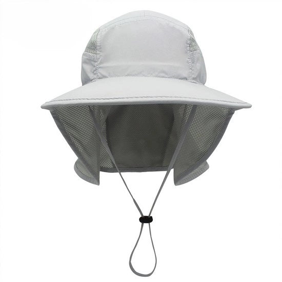Cappello da sole unisex per attività all'aperto con visiera e cappuccio - Grigio chiaro