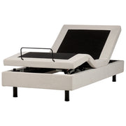 Letto elettrico matrimoniale tessuto beige chiaro regolabile con telecomando senza testiera 90x200 cm stile moderno