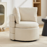 POLTRONA girevole 360° con contenitore nascosto 72 x 66,5 x 76 cm Chenille Avorio