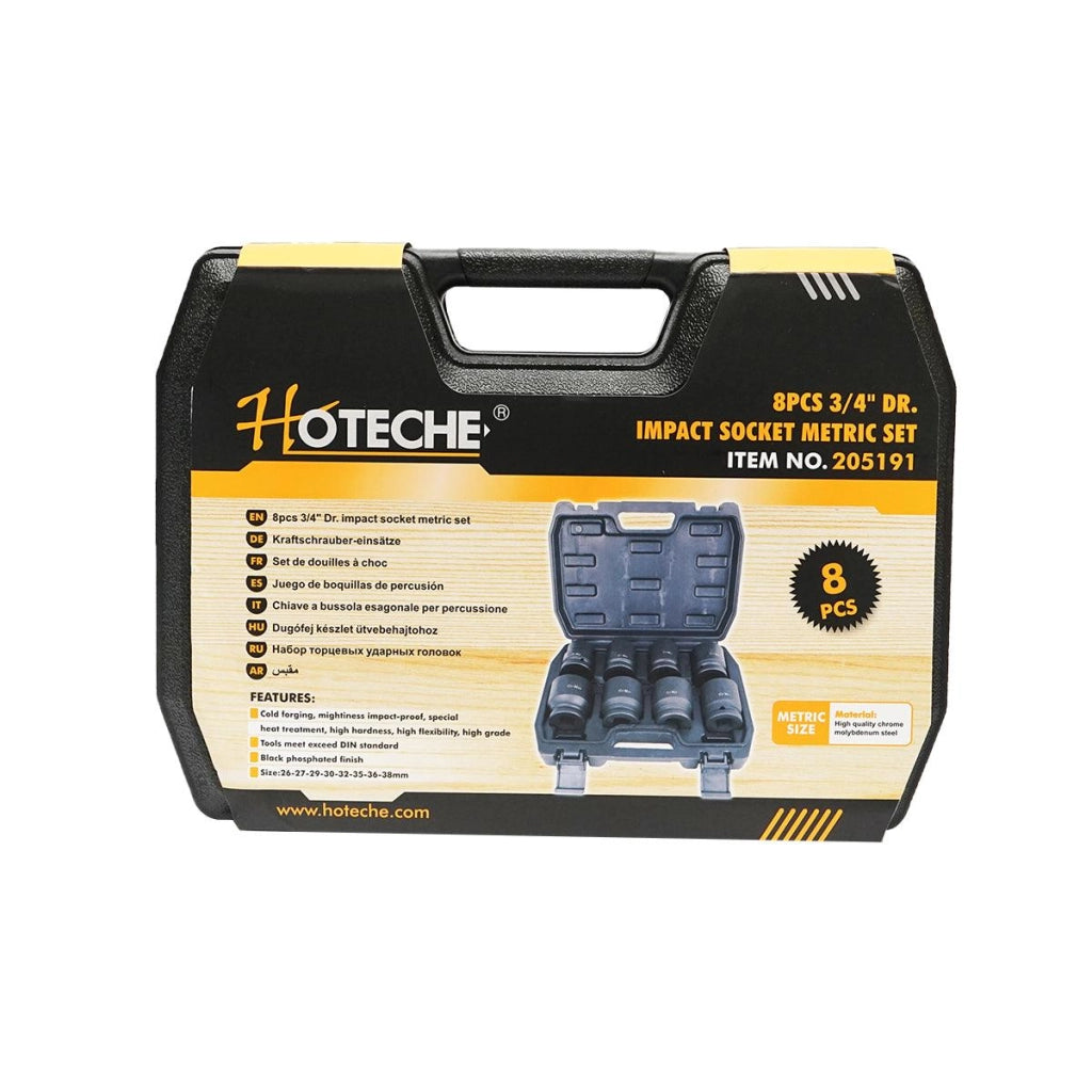 Set Bussole a Impatto 3/4" 8 pezzi 26-38mm Hoteche