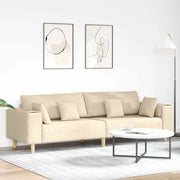 Divano in tessuto con cuscino Crema 208 cm Tessuto
