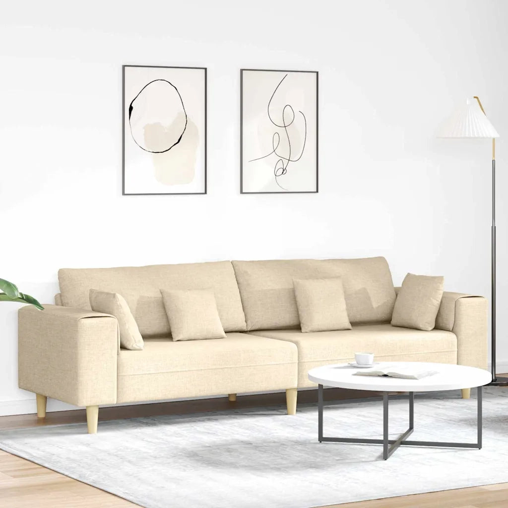 Divano in tessuto con cuscino Crema 208 cm Tessuto