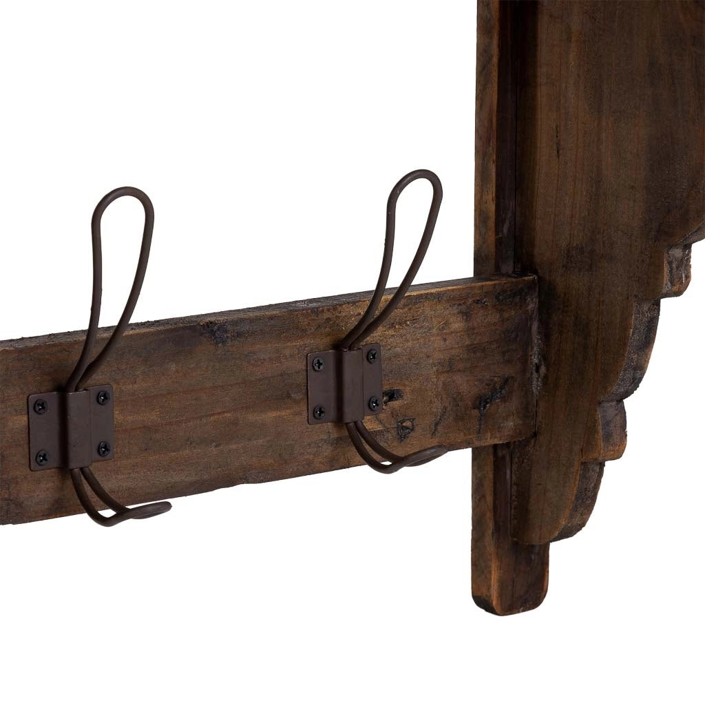 Appendiabiti da parete in legno e metallo con 3 ganci 61x18,5x41,5h cm