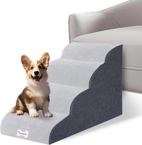 Scale a 4 gradini per cani piccoli - Sedia per cani con cuscino di alta densità per letto - Copertura rimovibile lavabile e fondo antiscivolo