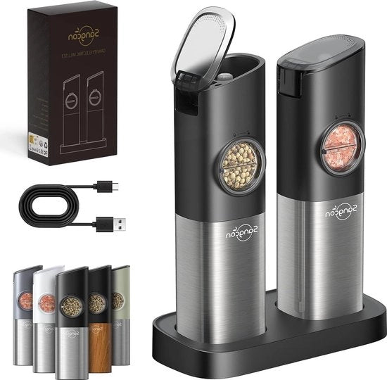 Set di macinacipolle con sensore di gravità - Elettrico - Nero