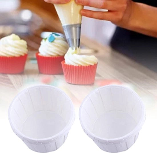 Confezionamento di Cupcake da 100 pezzi - Coperture in Carta - Contenitori Stivellabili - Wrapper Profondo - Stampi per Cupcake - Per Feste e Matrimoni