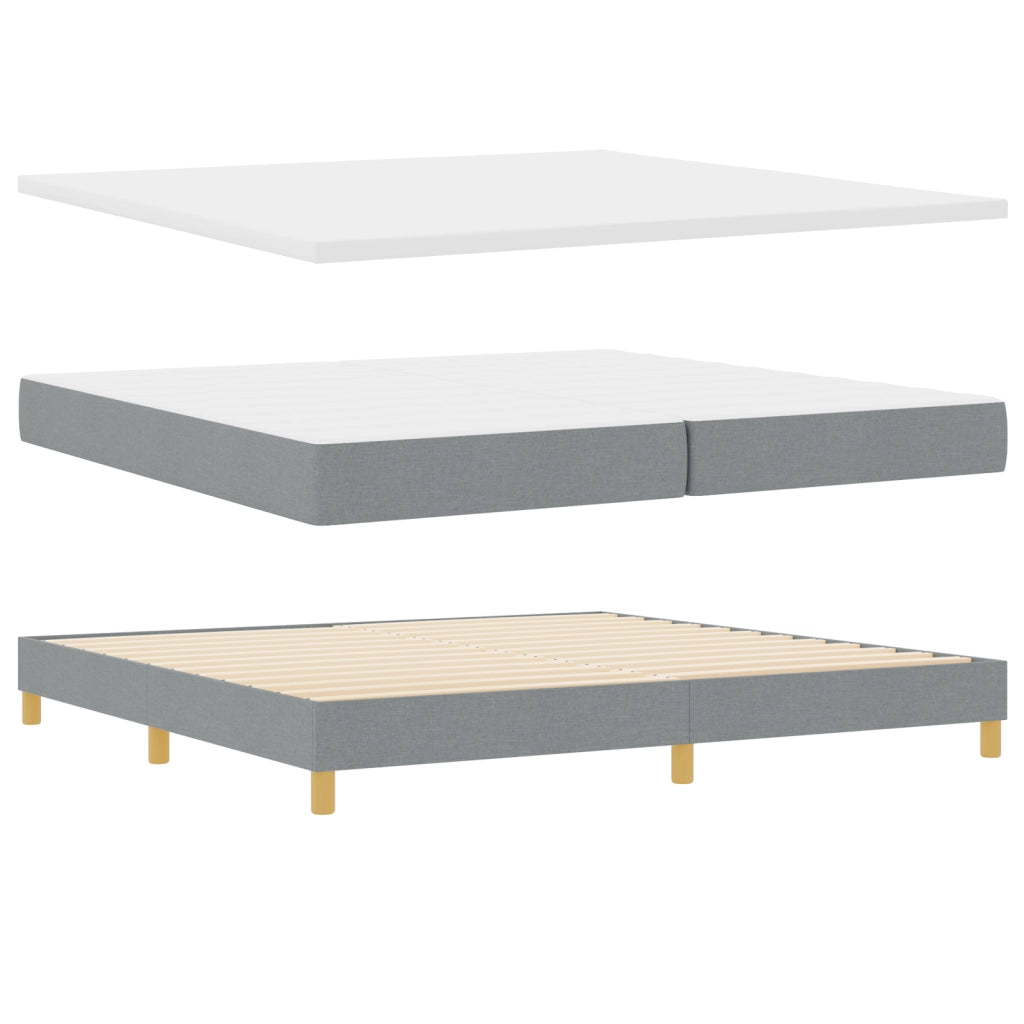 Letto Box Spring con Materasso - Grigio Chiaro - 200x200 cm - Tessuto