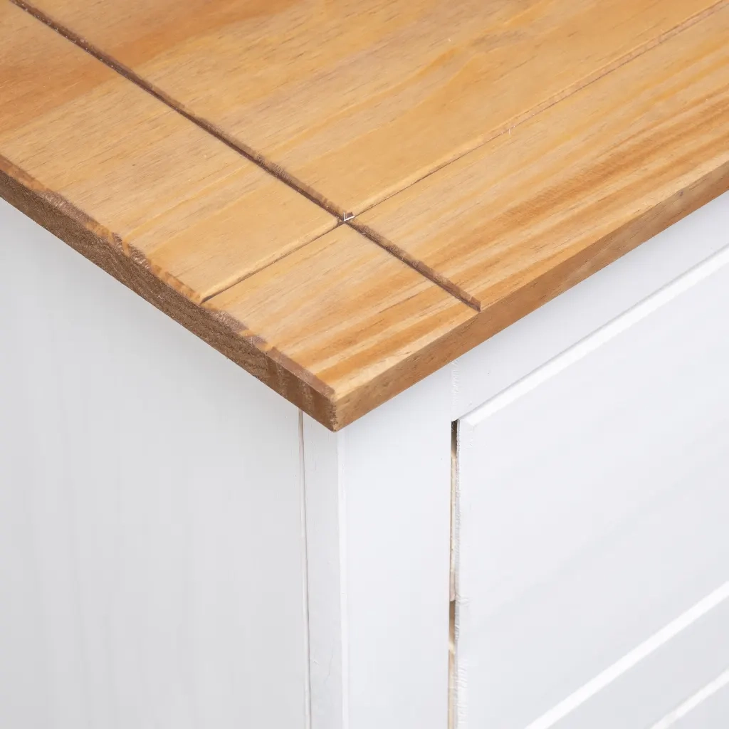 Credenza-Buffet-Armadio da cucina Bianca 93x40x80 cm in Legno Massello di Pino Panama