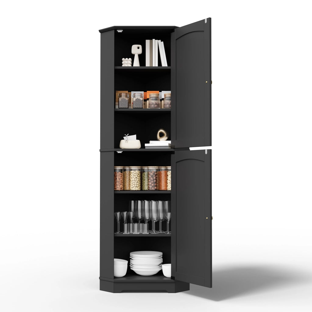 Armadio angolare 42x42x166 cm con ripiani regolabili in MDF nero