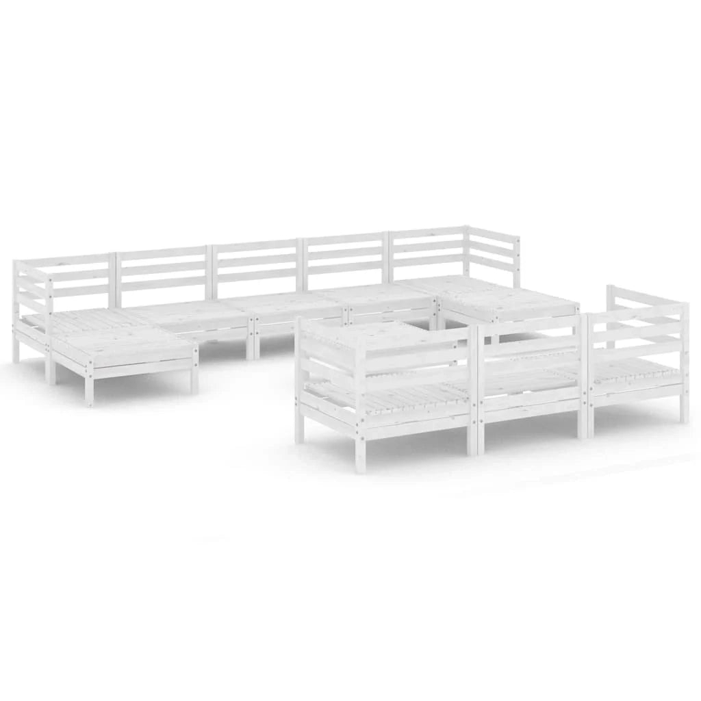 Set di mobili da giardino mobili da esterno 11 pezzi bianco legno di pino massiccio 02_0015468