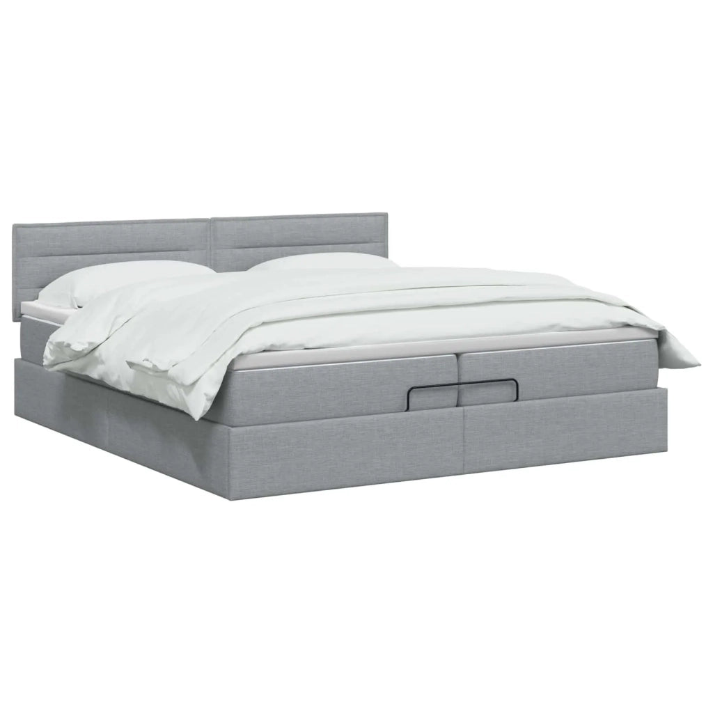 Letto ottomano con materasso Grigio Chiaro 200 x 200 cm Tessuto 3456268