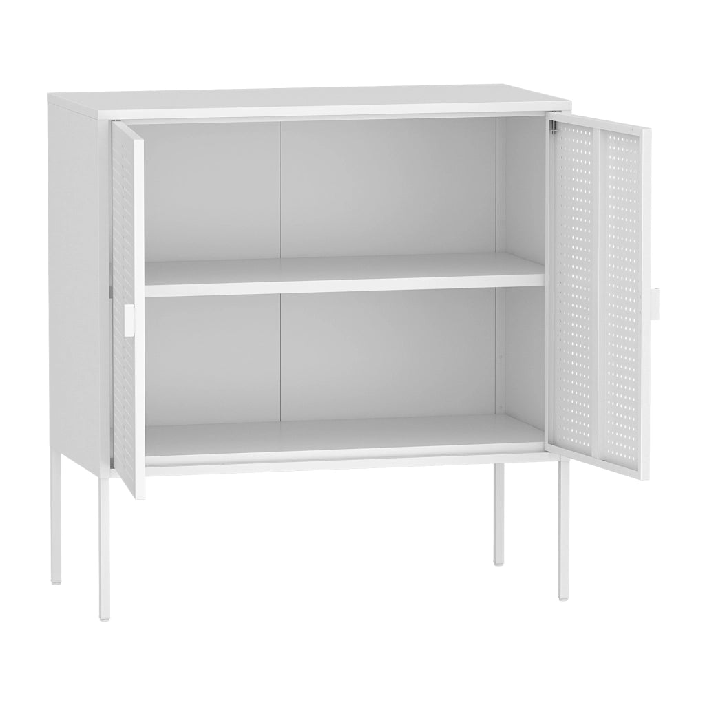 Comò a 2 Ante Castelli Acciaio 82,5 x 80 x 40 cm - Bianco [en.casa]