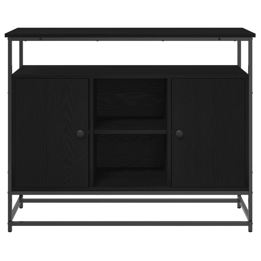 Sideboard  Nero Rovere 100x35x80 cm Legno ingegnerizzato e Acciaio