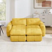 Divano modulare a 2 posti senza telaio con seduta ampia e profonda in chenille gialla per soggiorno 194 × 160 × 68 cm
