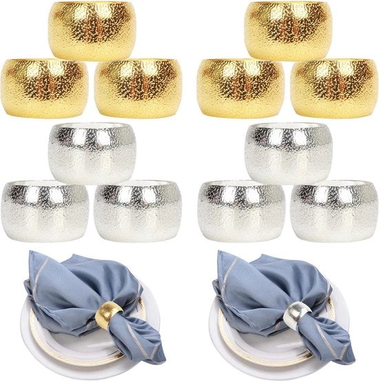 Servettini d'oro 12 pezzi serviettini universali, per Natale, Thanksgiving, matrimonio, tenda per famiglie (12, oro + argento)