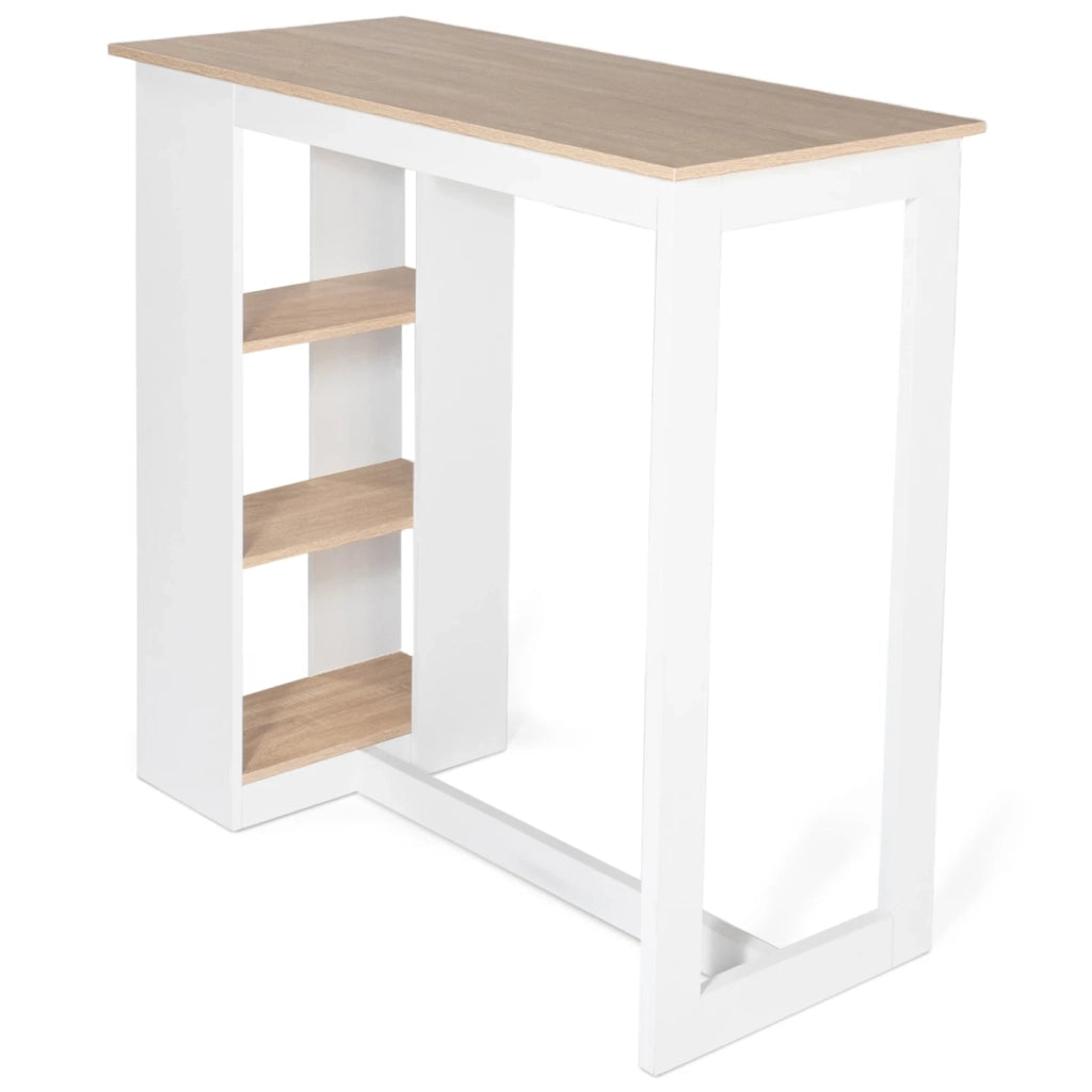 IDMarket - Tavolo alto da bar BARTH da 2 a 4 persone con piano in legno bianco traforato effectto faggio
