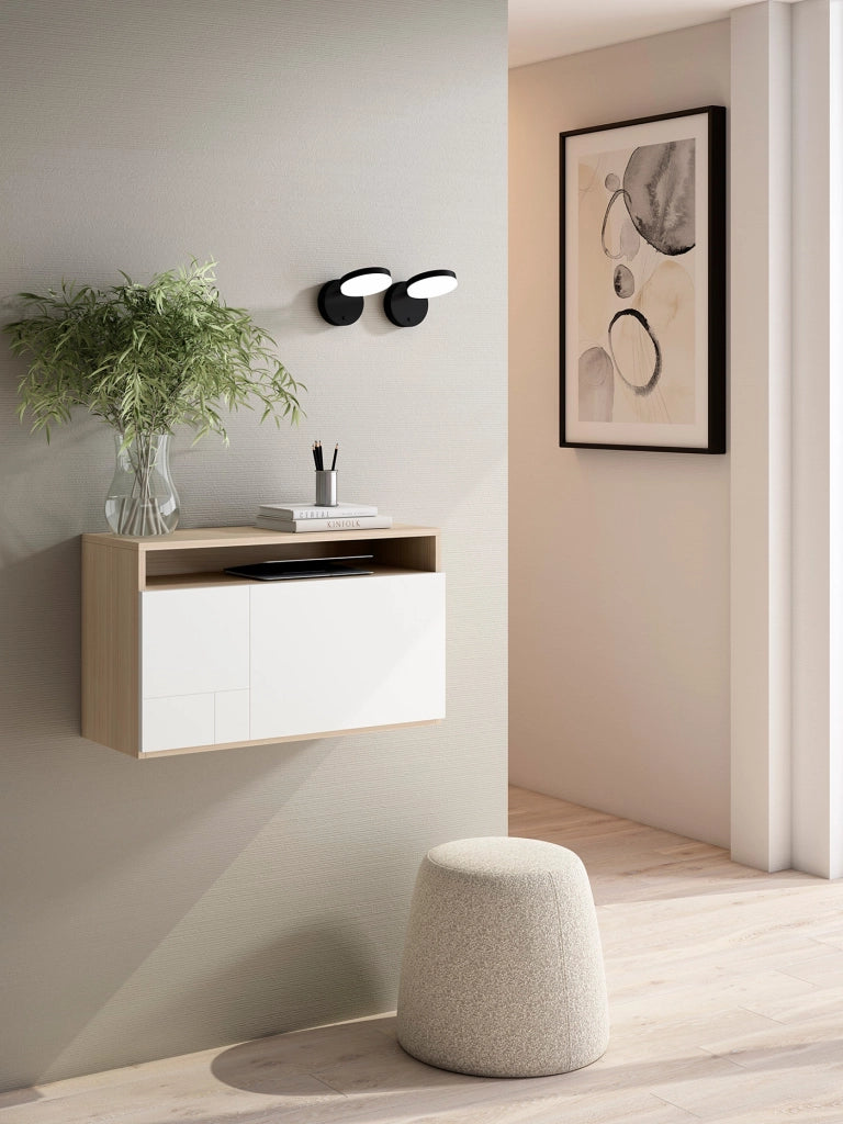 Scrivania da parete Herdasa effetto noce chiaro e  bianco 44x75x28