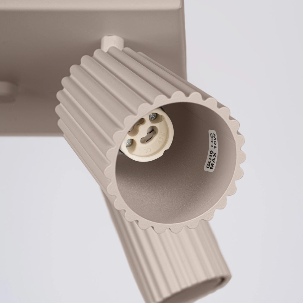 Plafoniera taupe quadrata 25cm 4 spot GU10 Gravio Pure Lume