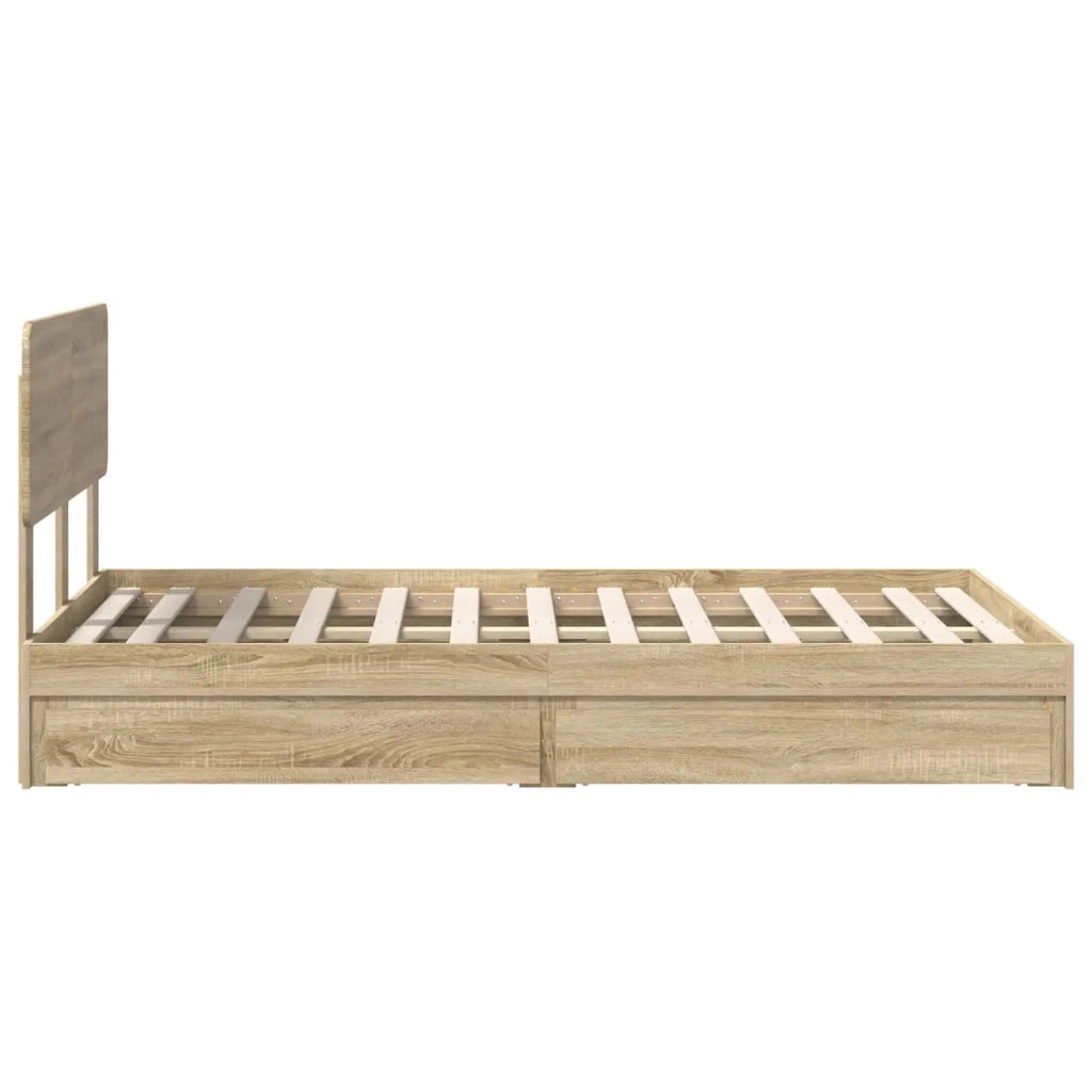 Letto con Contenitore con testiera Rovere Sonoma 135 x 190 cm 3412285