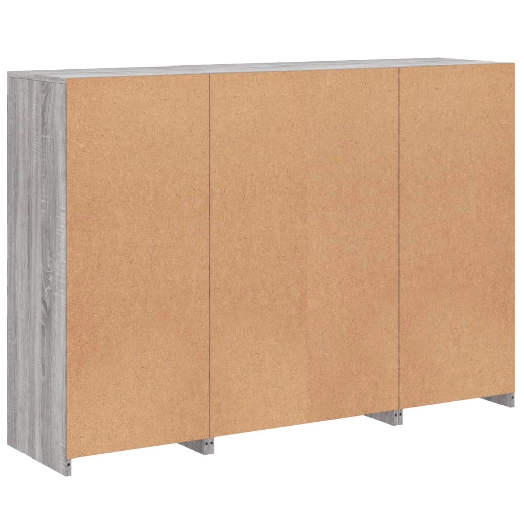 Buffet credenza cassettiera armadio mobile contenitore organizer per cucina soggiorno salotto con luci a LED 3 pezzi legno ingegnerizzato Sonoma grigio 02_0037235