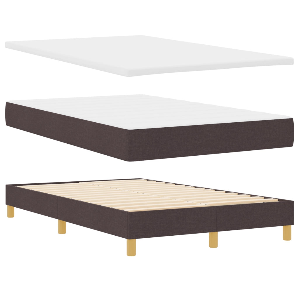 Letto con rete a doghe e materasso marrone scuro 120x200 cm in tessuto