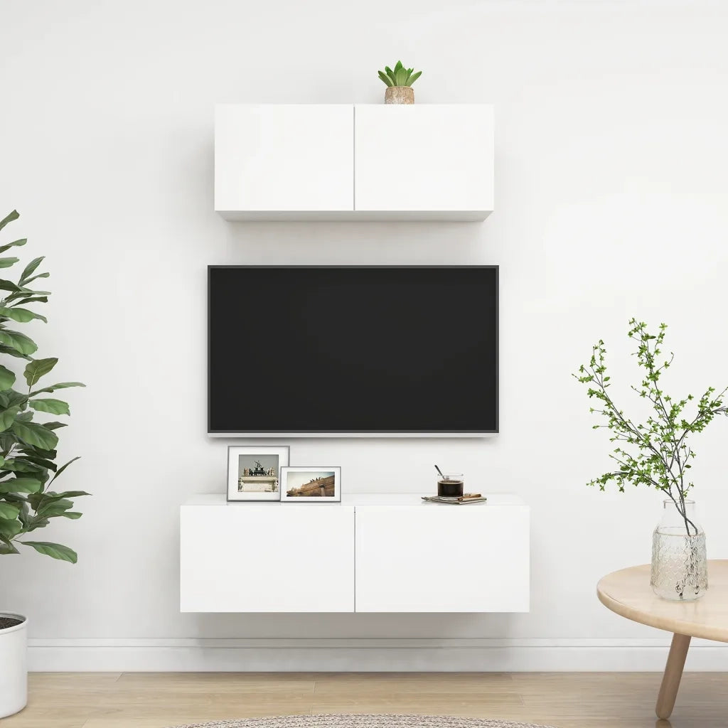 Set Mobili Porta TV 2 pz Bianco in Legno Multistrato 3078702
