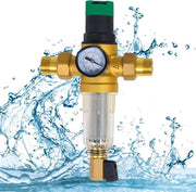 Regolatore di Pressione Acqua con Manometro e Filtro Mare in Acciaio - Filtro per Inquinanti - 1 pollice DN25