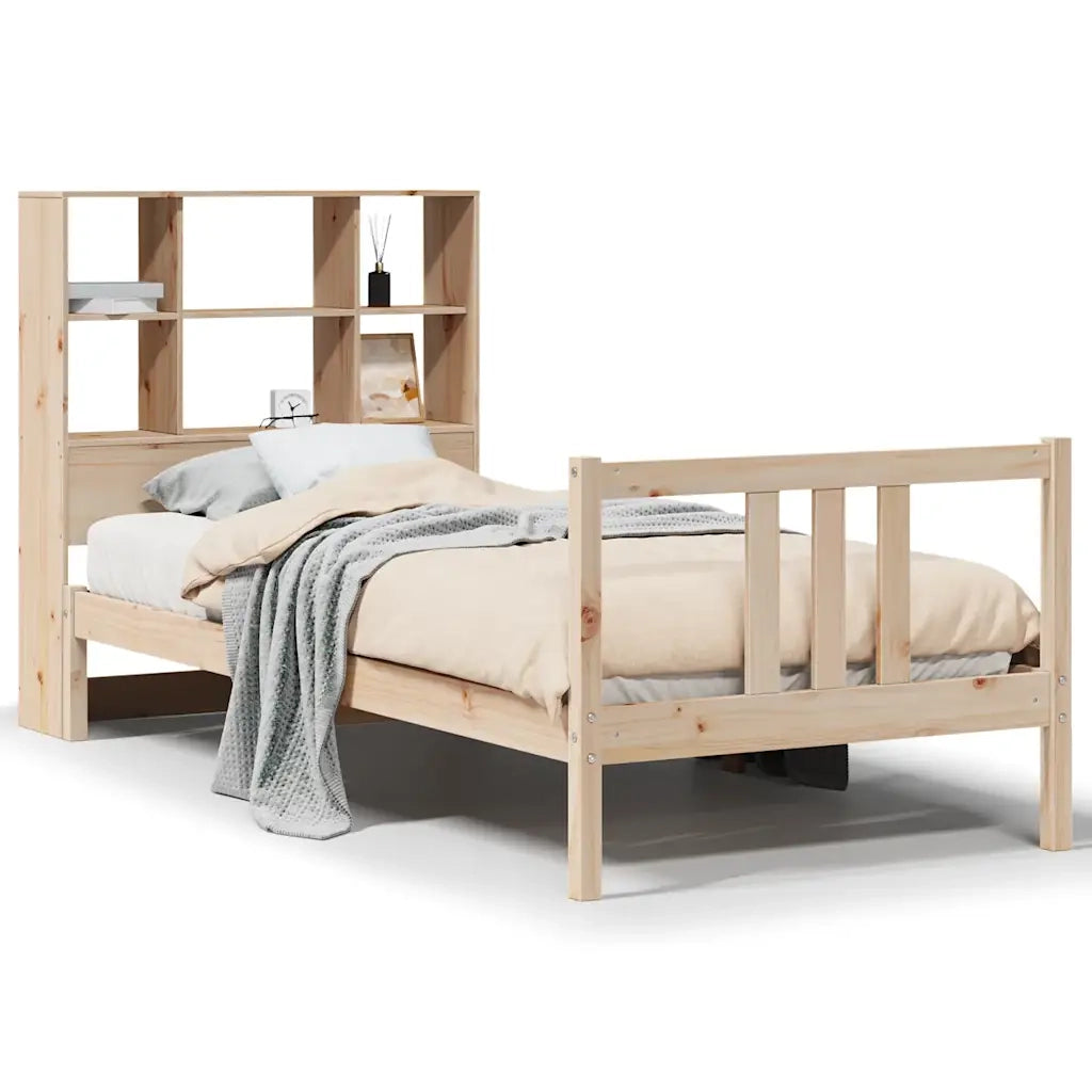 Letto Libreria senza Materasso 90x190 cm Legno Massello Pino