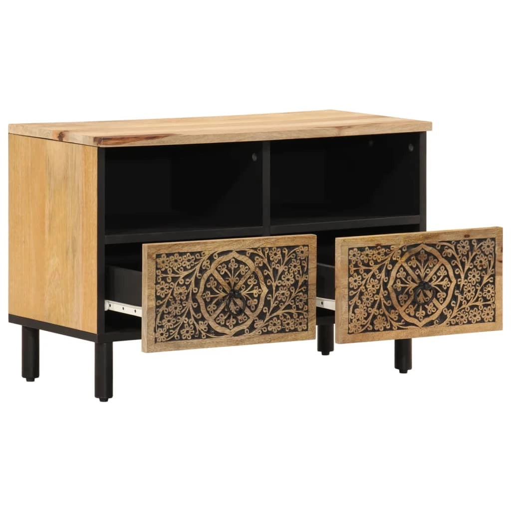 Mobile TV multimediale scaffale per televisione televisore buffet sala da pranzo soggiorno camera da letto 70 x 33 x 46 cm legno massello di mango marrone 02_0026183