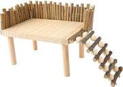 Piattaforma con scala per hamster e piccoli animali domestici - Giardino di gioco con cancello - Per pappagalli, gerbili, scoiattoli e ratti