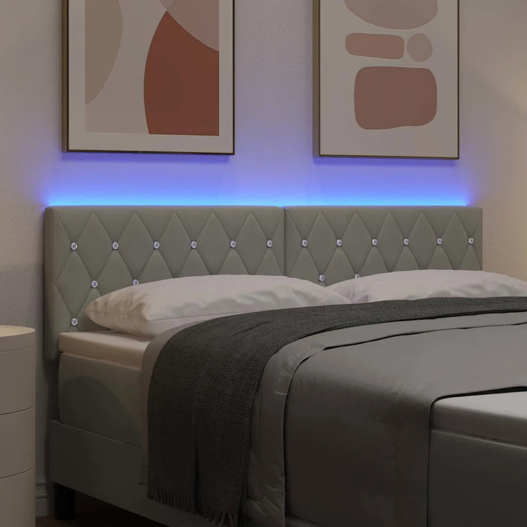 Testiera LED con strisce LED Grigio chiaro 160 cm Velluto 3338065