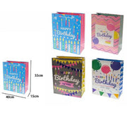 Trade Shop - Busta Buste Da Regalo Happy Birthday Compleanno 55x40x15 Cm 69972 Vari Modelli -