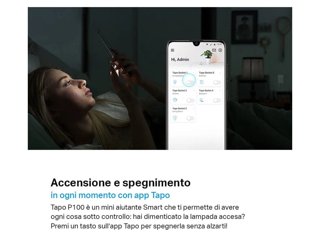 Presa Intelligente WiFi Smart Plug Compatibile con Alexa e Google Home Controllo Remoto tramite APP TP-Link Tapo P100 10A 2300W