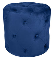 Pouf in velluto capitonné blu, poggiapiedi - Honey - PO07HO