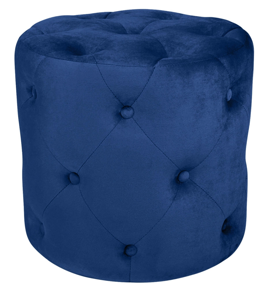 Pouf in velluto capitonné blu, poggiapiedi - Honey - PO07HO