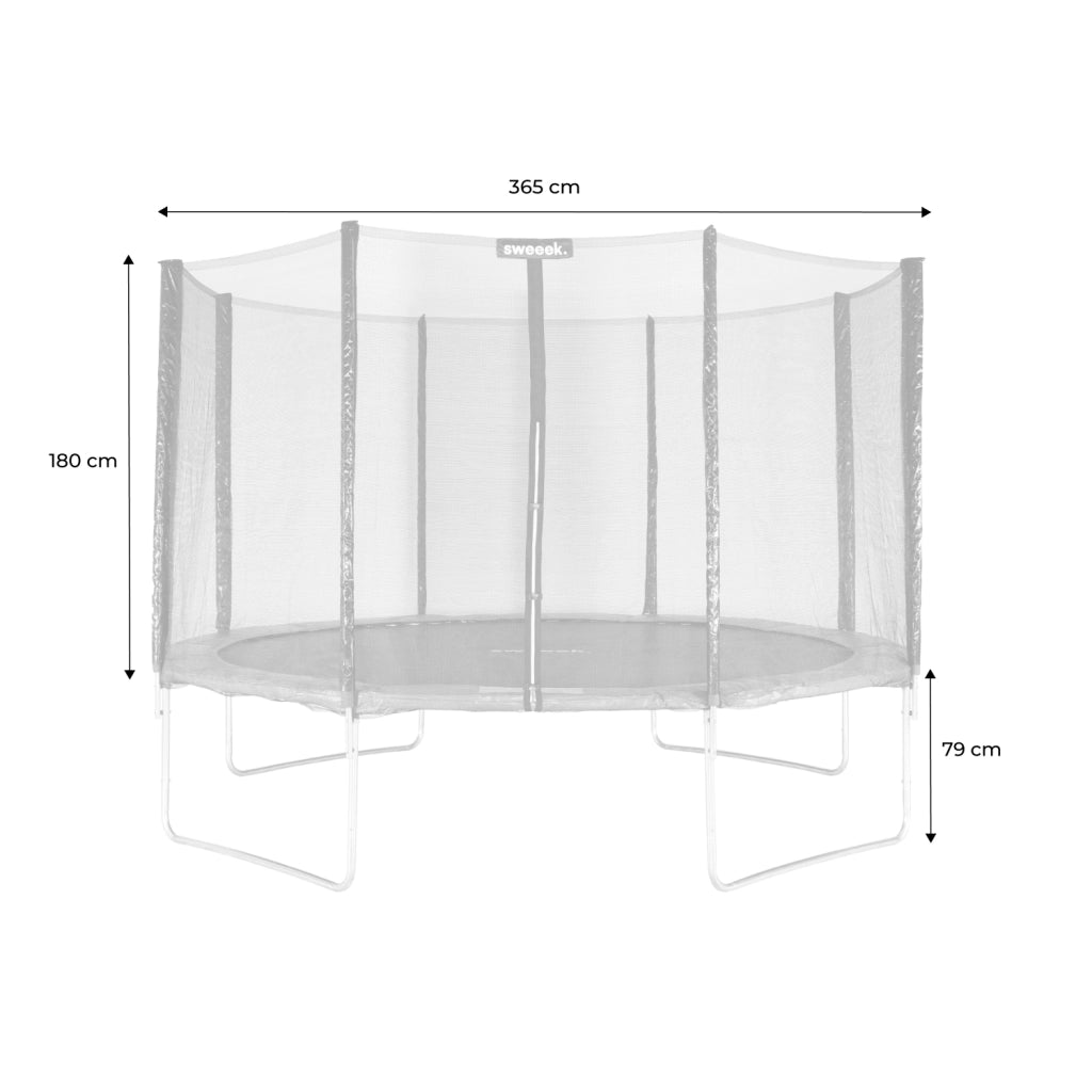 Trampolino 370cm rete di protezione, grigio