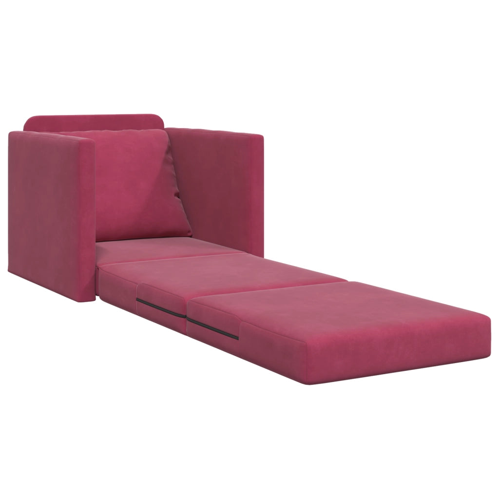 Divano letto 2-in-1 Rosso Vino 74x77x81 cm in Velluto