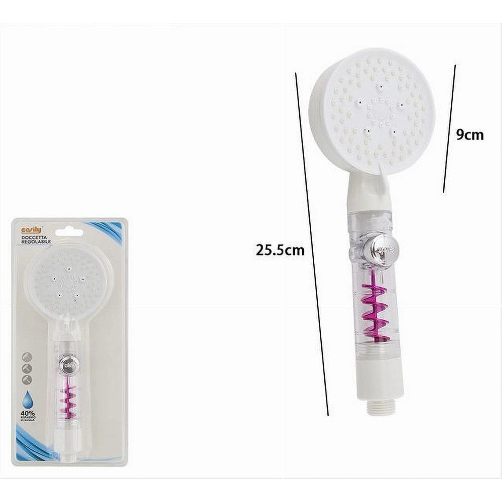 Trade Shop - Soffione Doccia Multigetto Flusso D'acqua Curvo Pulsante Doccetta 9x25.5cm 87530 -
