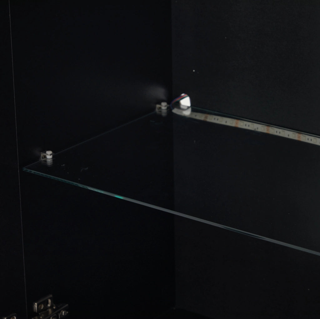 Vetrina 60x35x180 cm con LED e 3 cassetti in MDF nero