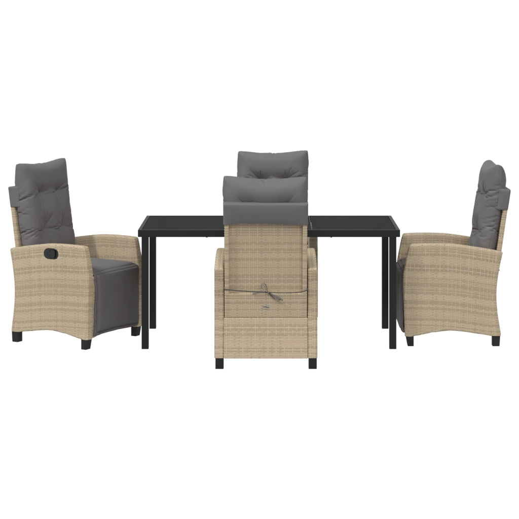 Set da Pranzo da Giardino in 5 Pezzi Beige Polyrattan