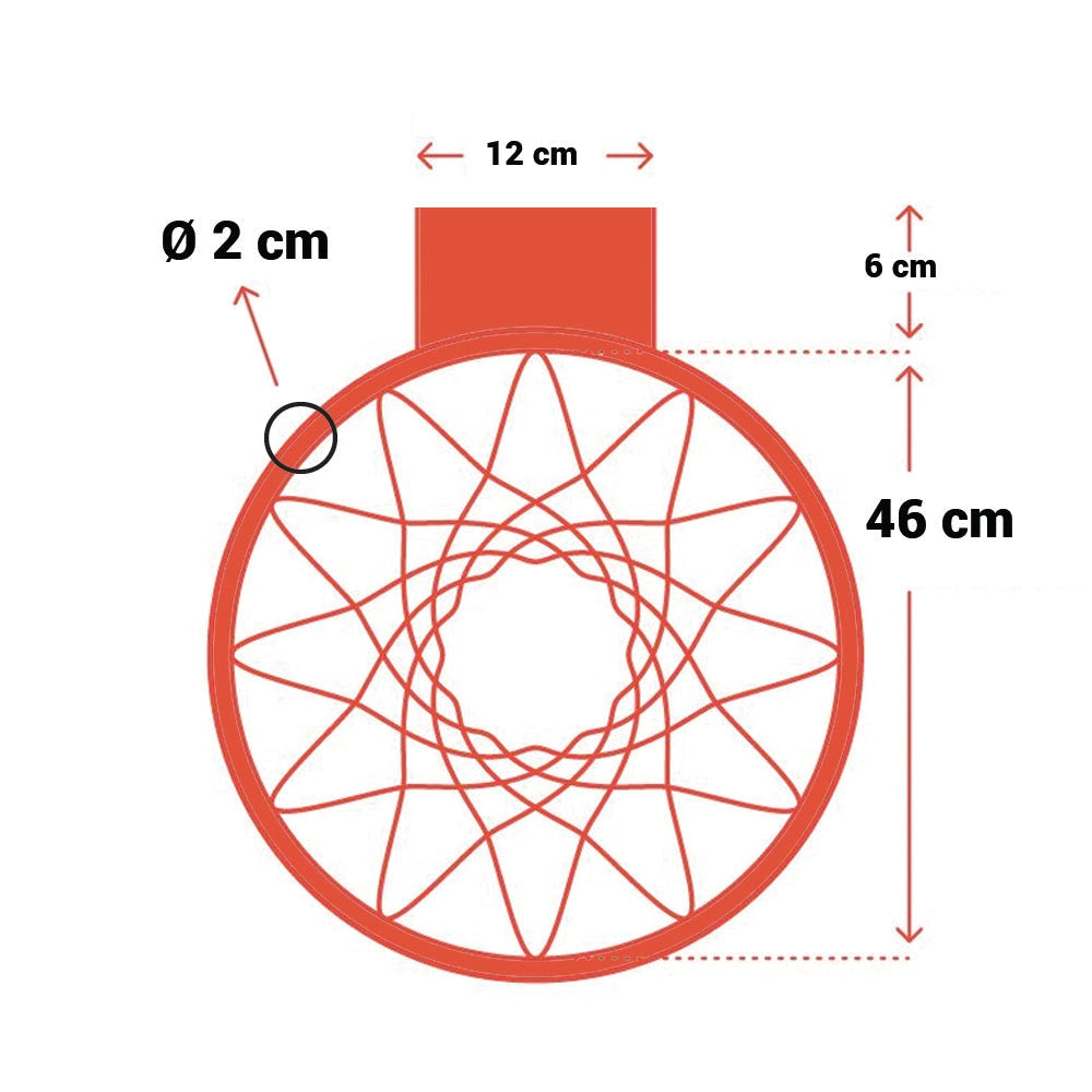 Canestro da Basket Ø 46 cm in Metallo Regolamentare USA Rosso