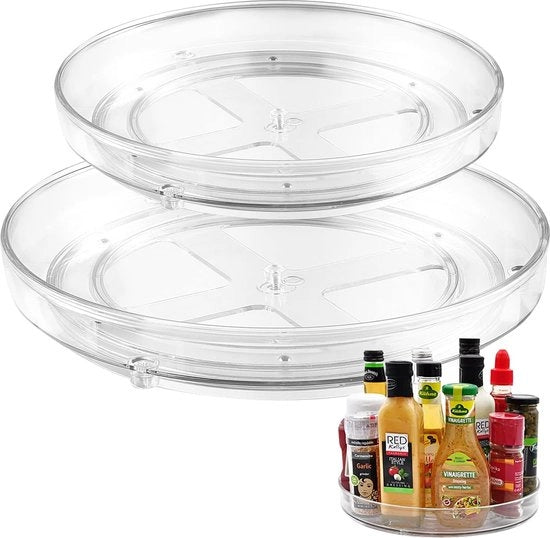 Spazzola per frigorifero, 2 pezzi, dimensioni 27 cm + 23,5 cm, Spazzola per frigorifero, ripiano per spezie, 360 gradi rotante, organizzatore per la cucina, contenitore per olio, spezie, marmellata, contenitore per lattine