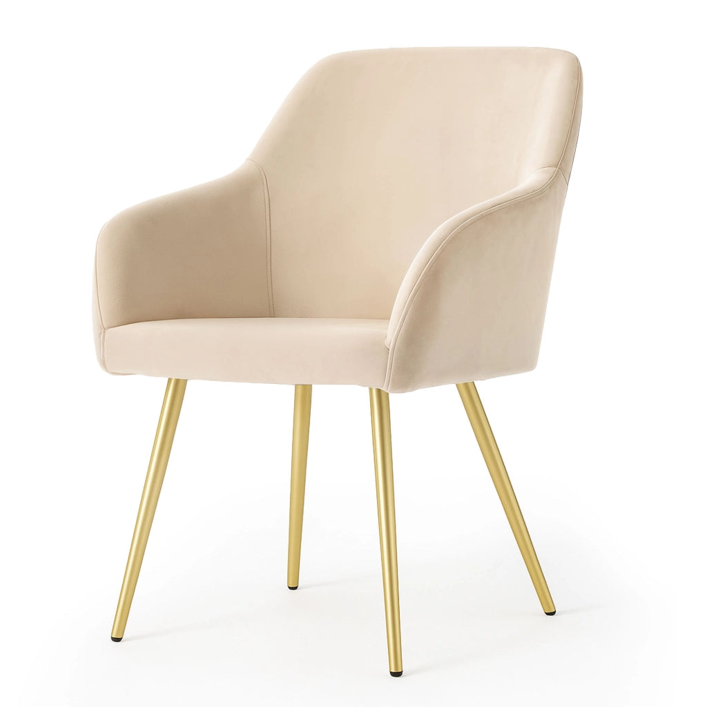 Set di 6 Sedie in velluto liscio ESTELLE Beige gambe oro