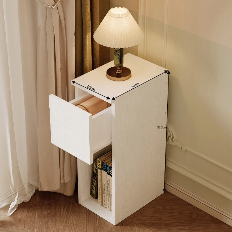 Comodino bianco con cassetto, tavolino con ripiano, moderno loft camera da letto 55 cm