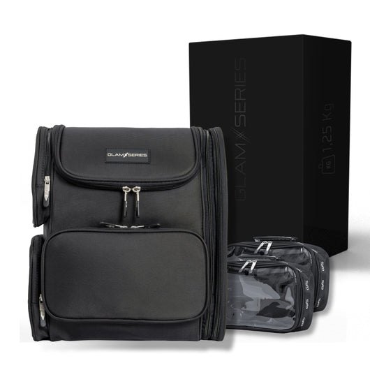 GlamSeries GlamPacker Zaino porta trucchi ergonomico ed espandibile, borsa per il trucco con scomparto con protezione termica, ideale per truccatori e parrucchieri