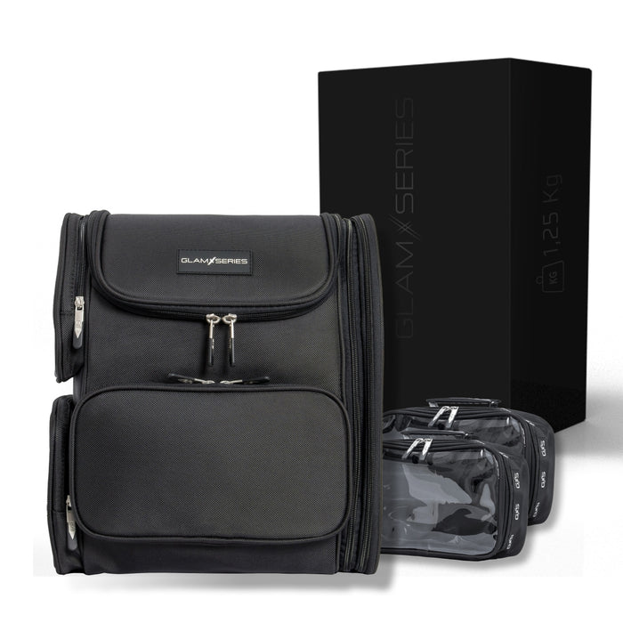 GlamSeries GlamPacker Zaino porta trucchi ergonomico ed espandibile, borsa per il trucco con scomparto con protezione termica, ideale per truccatori e parrucchieri