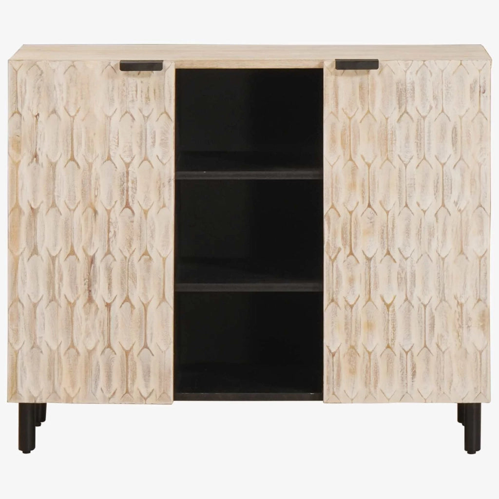 Credenza con porta-Buffet-Armadio da cucina Finitura Bianco Lavato 90 x 33,5 x 75 cm