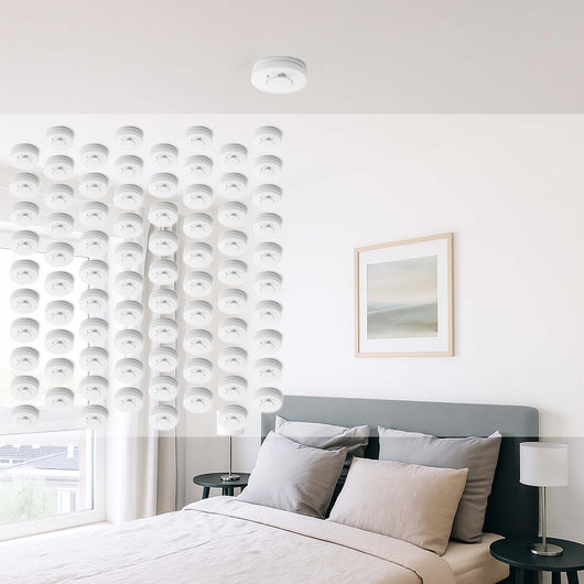 Set 80x Rilevatore di fumo con batteria da 9 V, allarme antincendio con funzione HUSH, sensore antifumo fotoelettrico affidabile con potenza sonora di 85 dB