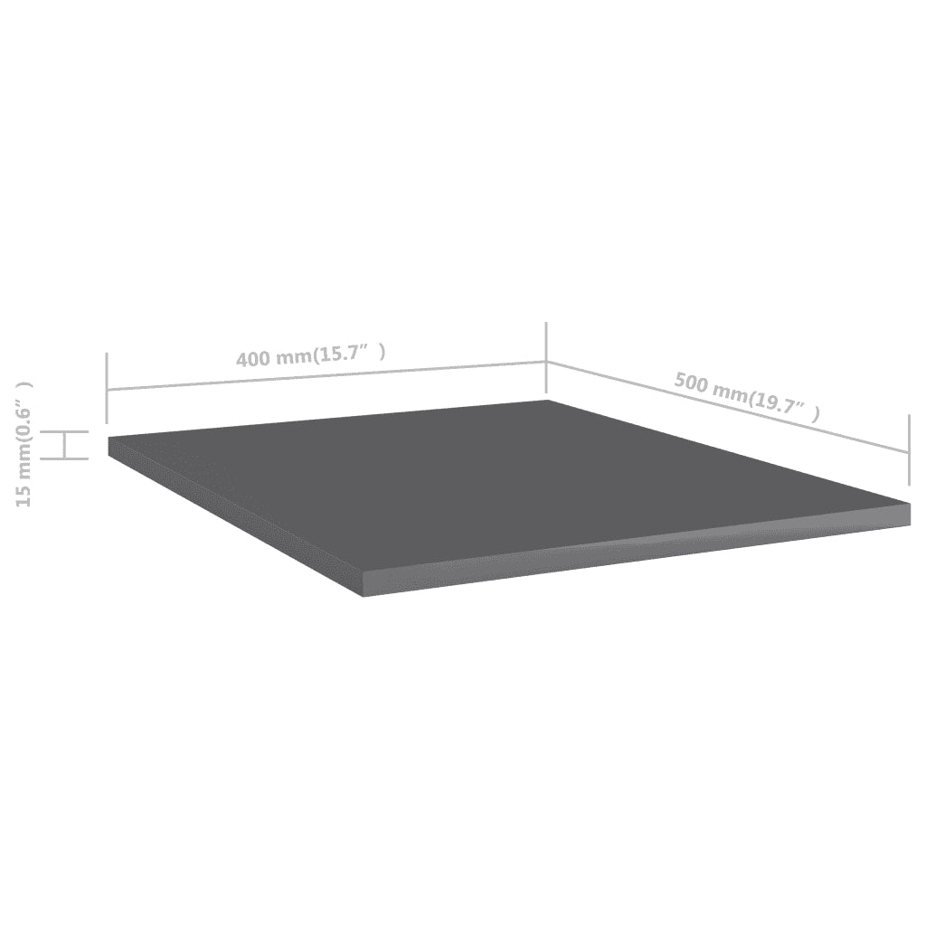 Ripiani per Libreria 8 pz-Scaffale per Libri Grigio Lucido 40x50x1,5cm Multistrato
