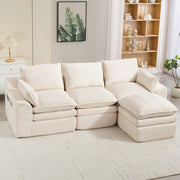 Divano modulare 263x167x85 cm con pouf in velluto a coste beige